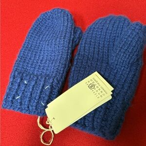 MM6 Maison Martin Margiela Blue Knit Gloves